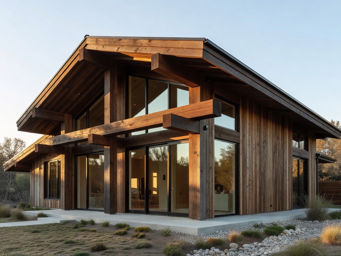 Contemporary Timber home featuring heavy wood beams