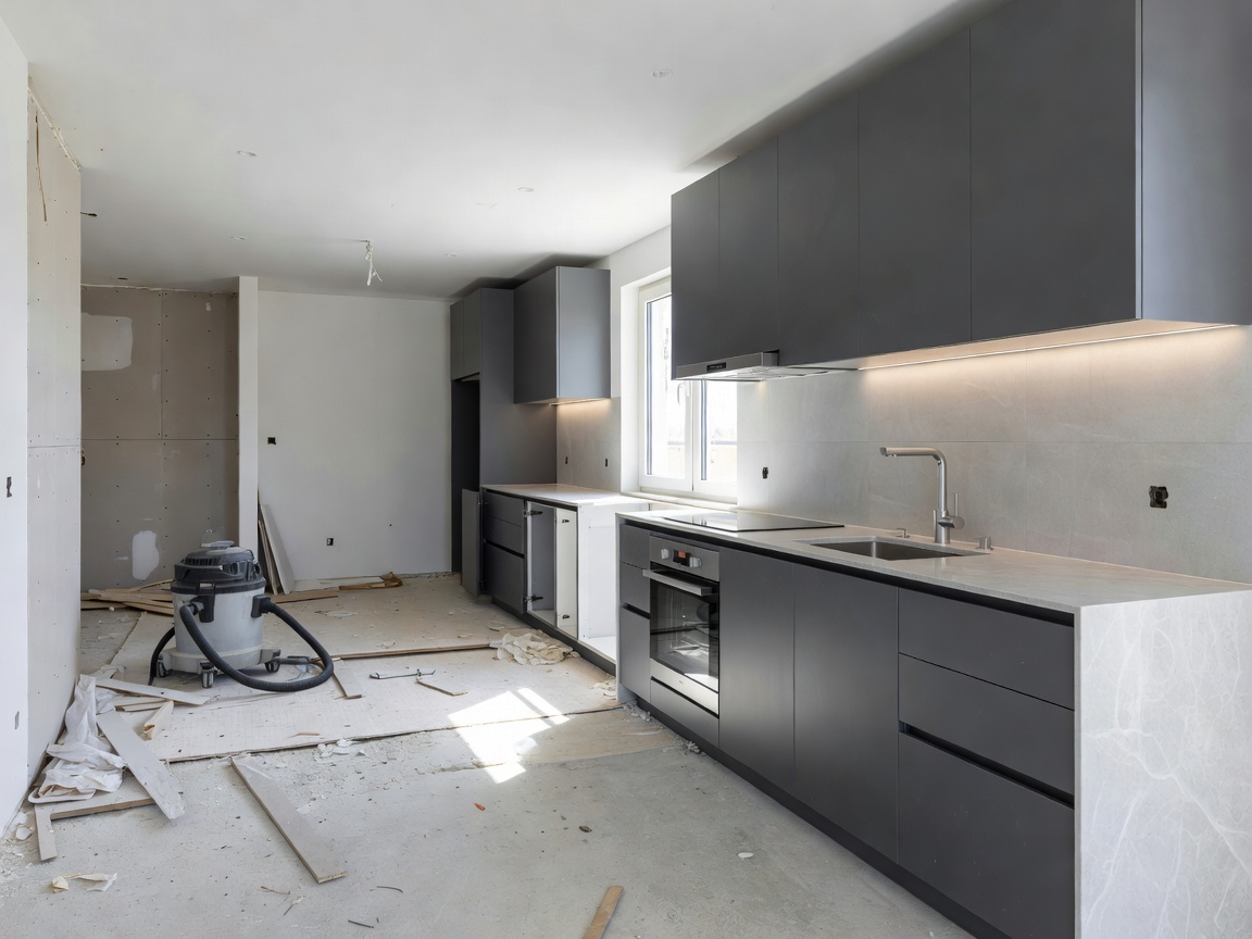 Home renovation process showing a modern kitchen update