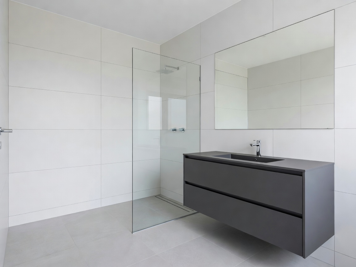 Modern bathroom renovation with clean tiling