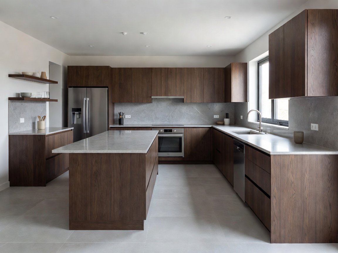 Modern residential kitchen with functional layout and durable materials
