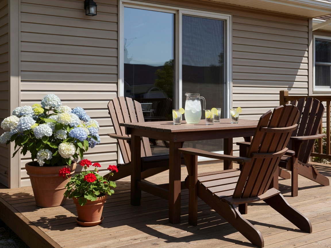 Summer patio setup outside a Canadian home